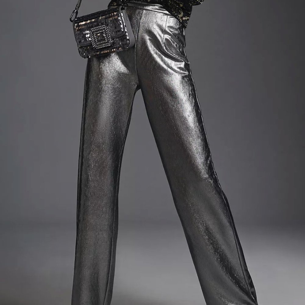 Anthropologie Hutch Silver Metallic Pants (W / L)